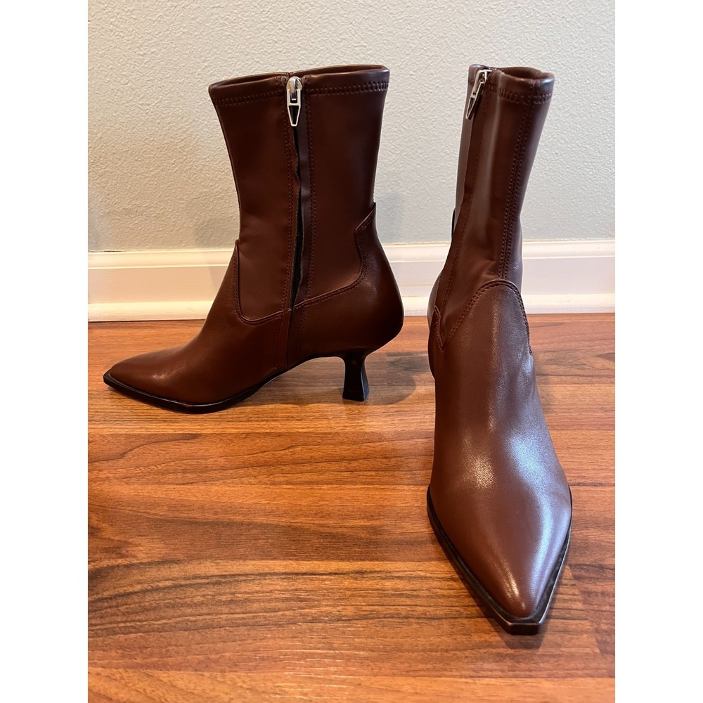 DOLCE VITA Arya Chocolate Brown Faux Leather Heeled Ankle Boots Womens Size 8.5 - Picture 2 of 9